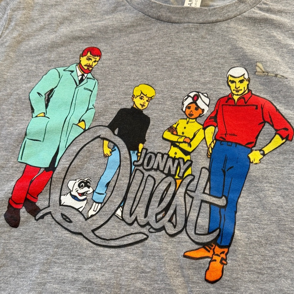 Jonny Quest graphic tee, vibrant character design, Gray, size Medium